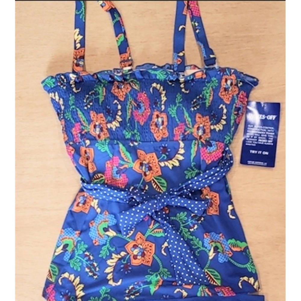 NWOT Inches Off 16 Floral & Polka Dot TANKINI TOP 99086